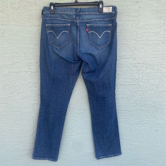 Levi's Women's Straight Jeans Size 8 Dark Blue Stretch Denim - Picture 1 of 10